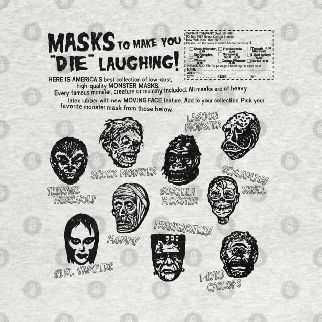 Retro 60s 70s Monster Masks Ad by darklordpug